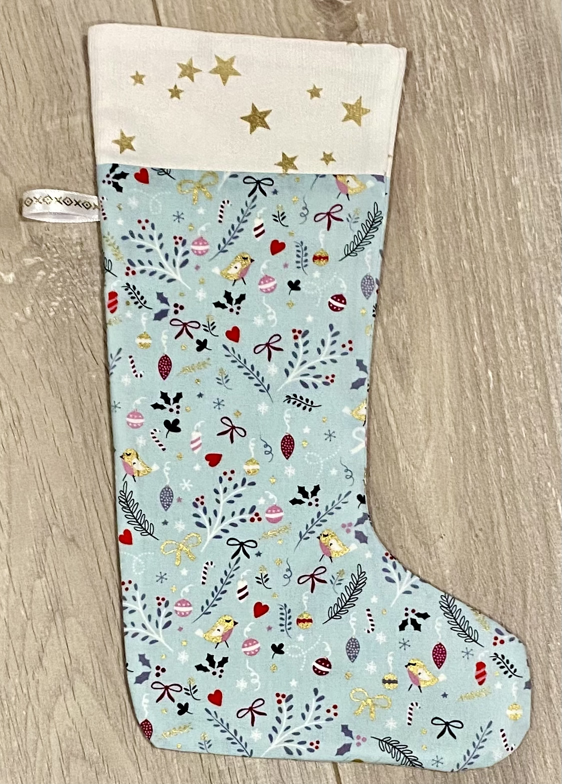 Chaussette "Un noël d'or et de menthe" - Etoiles