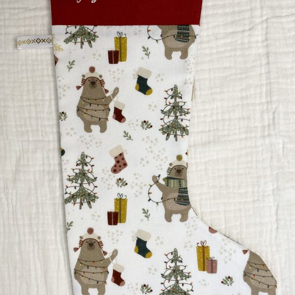 Chaussette Joyeux Noël "Le sapin de l'Ours" - Rouge