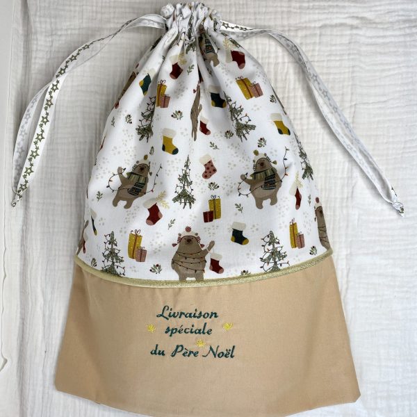 Hotte de Noël "Le sapin de l'Ours" - Beige