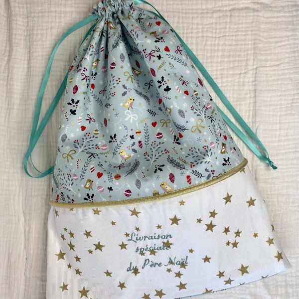 Hotte de Noël "Un noël d'or et de menthe" - Menthe