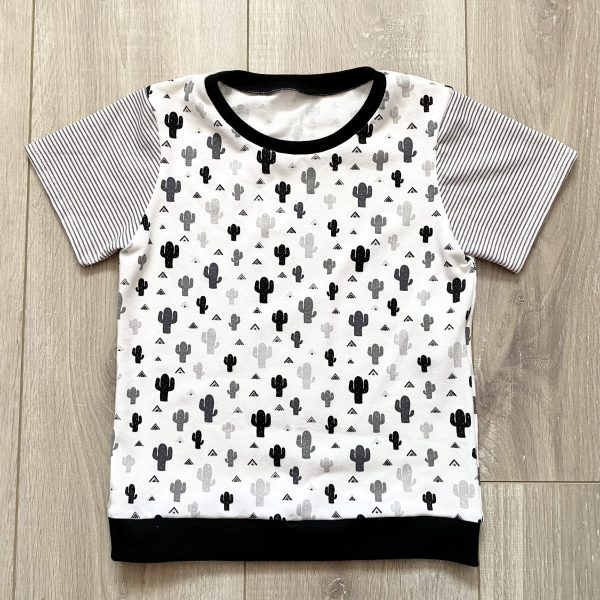 Tee-shirt manches courtes rayures grises "Les cactus" - Noir