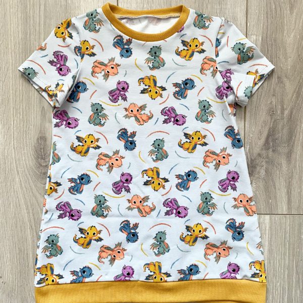 Robe manches courtes "Les dragons" - Moutarde