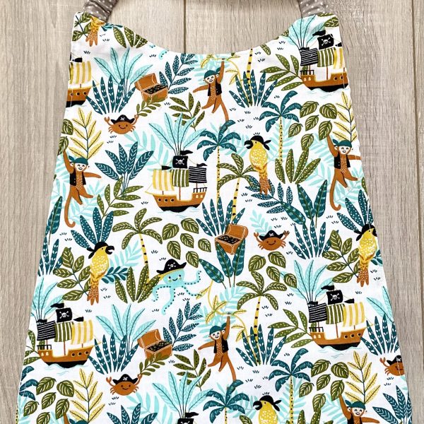 Serviette élastiquée "Pirates" - Taupe à pois